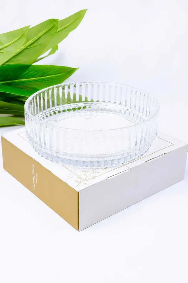 Large Vertical Cut Glass Bowl