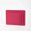 Leather Card Holder In Fuchsia