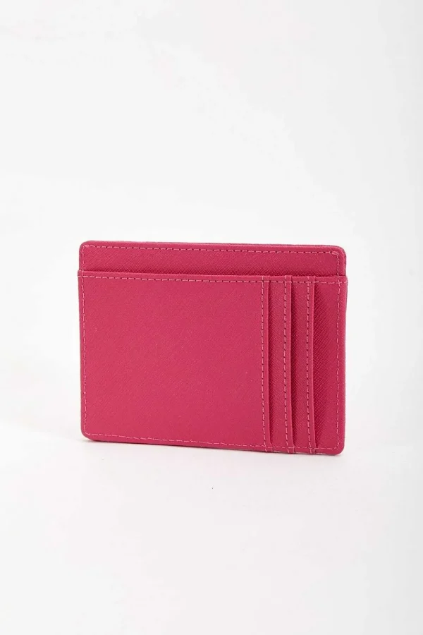 Leather Card Holder In Fuchsia