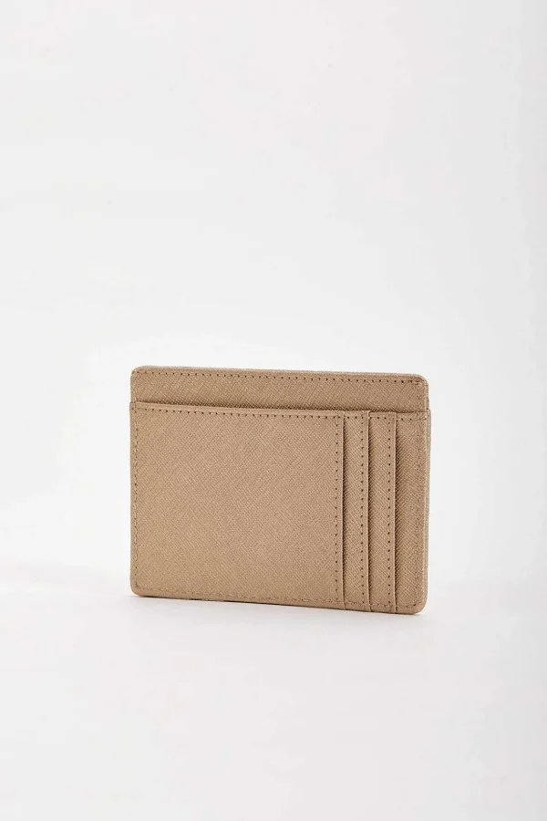 Leather Card Holder In Gold