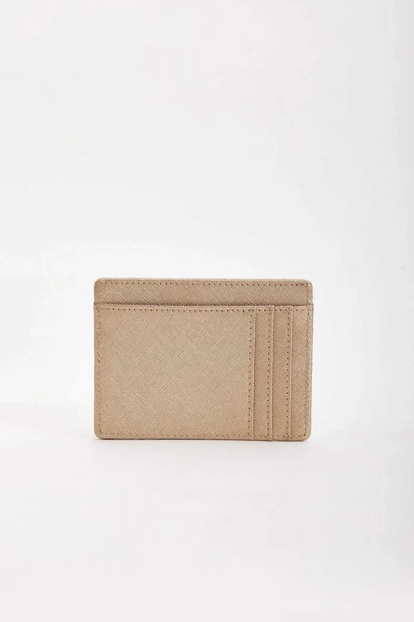 Leather Card Holder In Gold