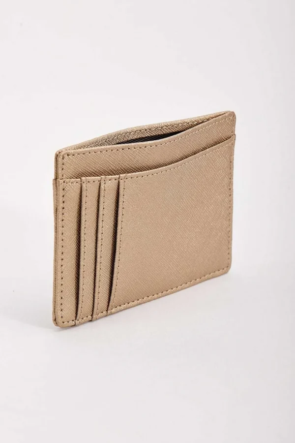 Leather Card Holder In Gold