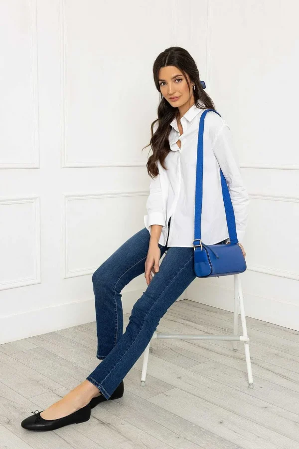 Leather Cross Body In Blue