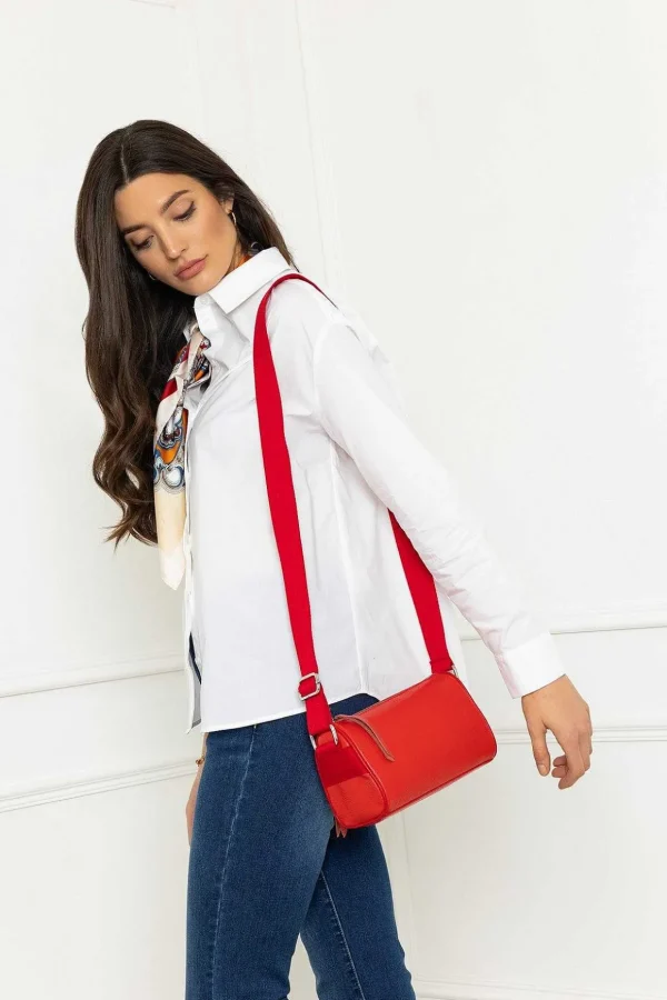 Leather Cross Body In Red