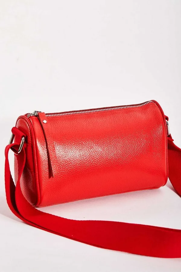 Leather Cross Body In Red