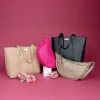 Leather Look Everyday Tote In Beige