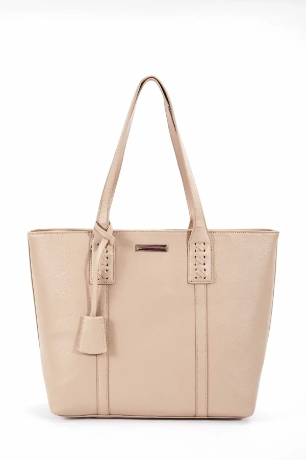 Leather Look Everyday Tote In Beige