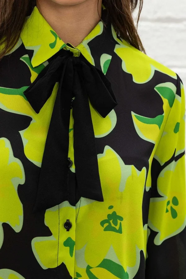 Lime Green Printed Blouse