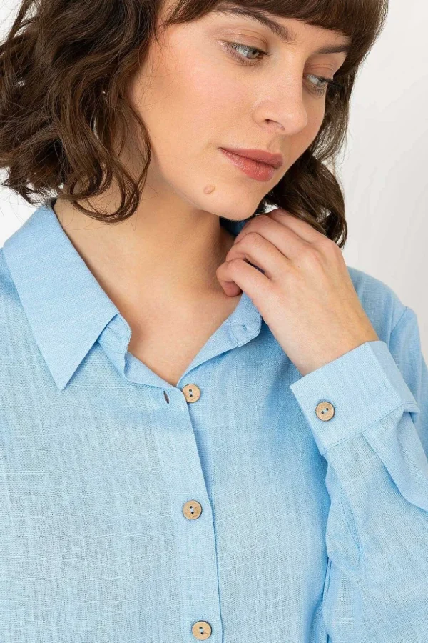 Linen Like Shirt In Blue