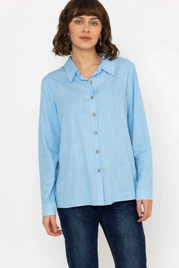 Linen Like Shirt In Blue