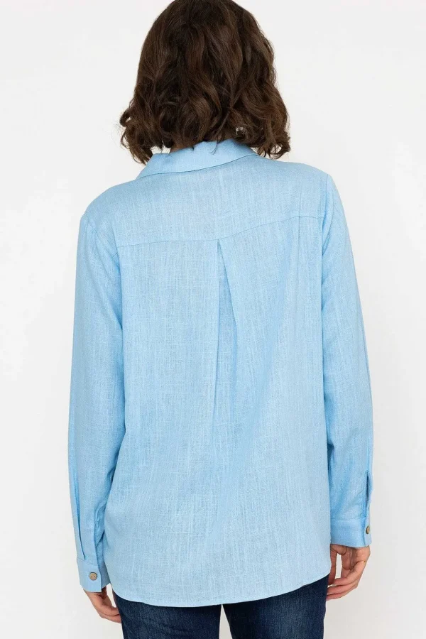 Linen Like Shirt In Blue