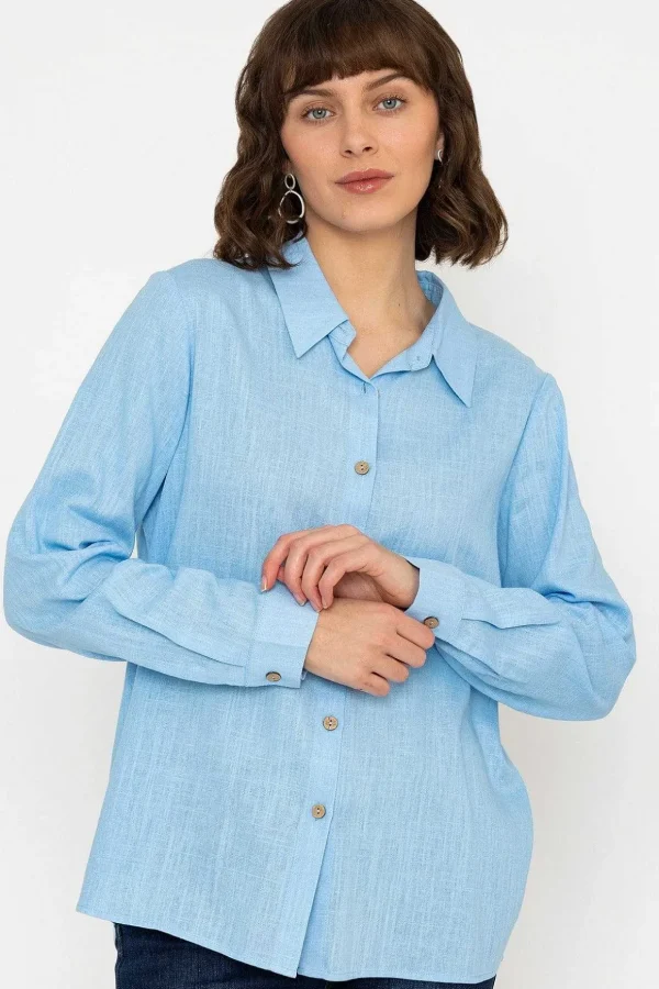 Linen Like Shirt In Blue