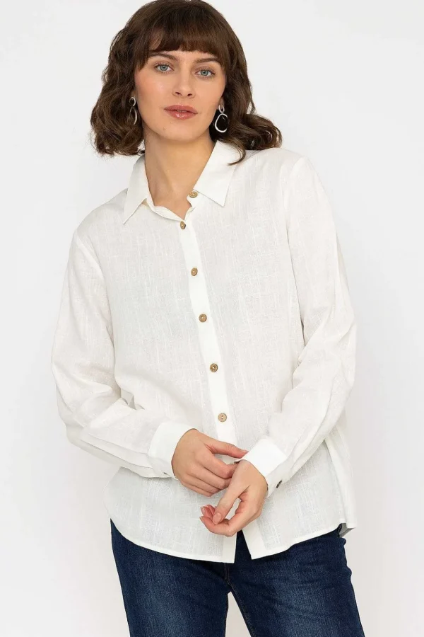 Linen Like Shirt In Ivory