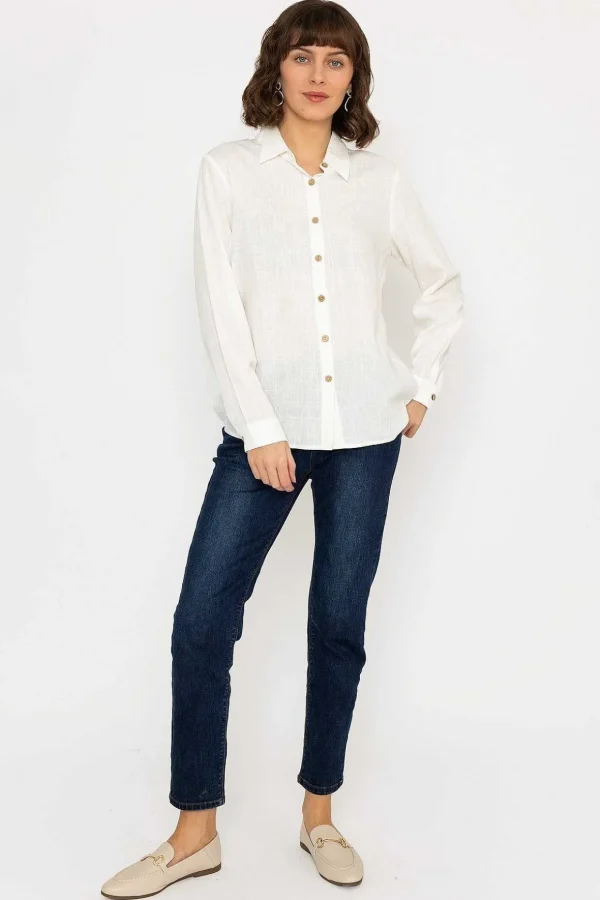 Linen Like Shirt In Ivory