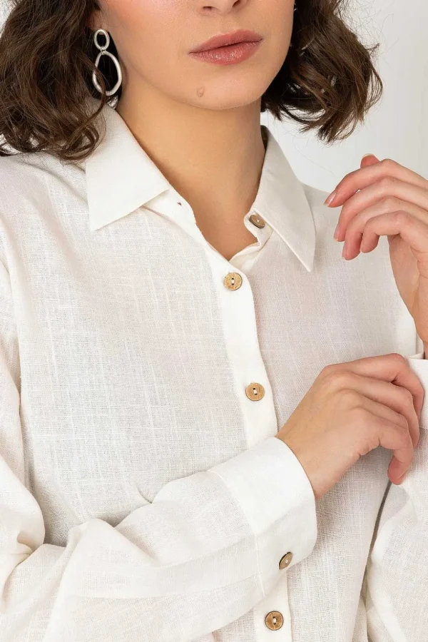 Linen Like Shirt In Ivory