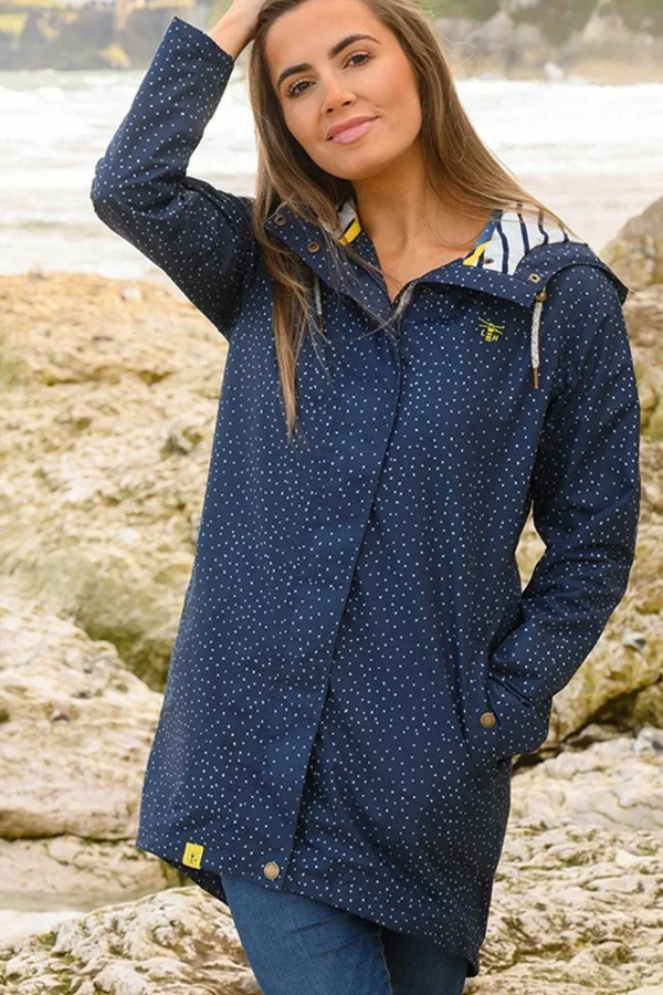 Long Beachcomber Jacket In Navy Dot