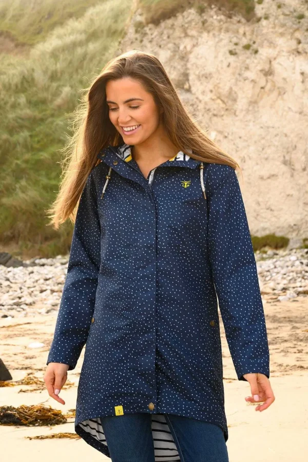 Long Beachcomber Jacket In Navy Dot