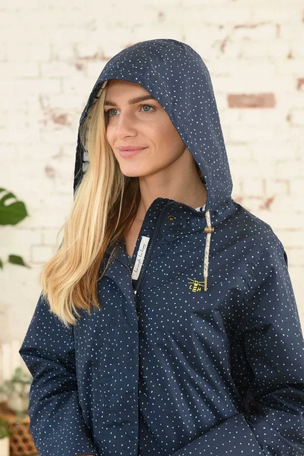 Long Beachcomber Jacket In Navy Dot
