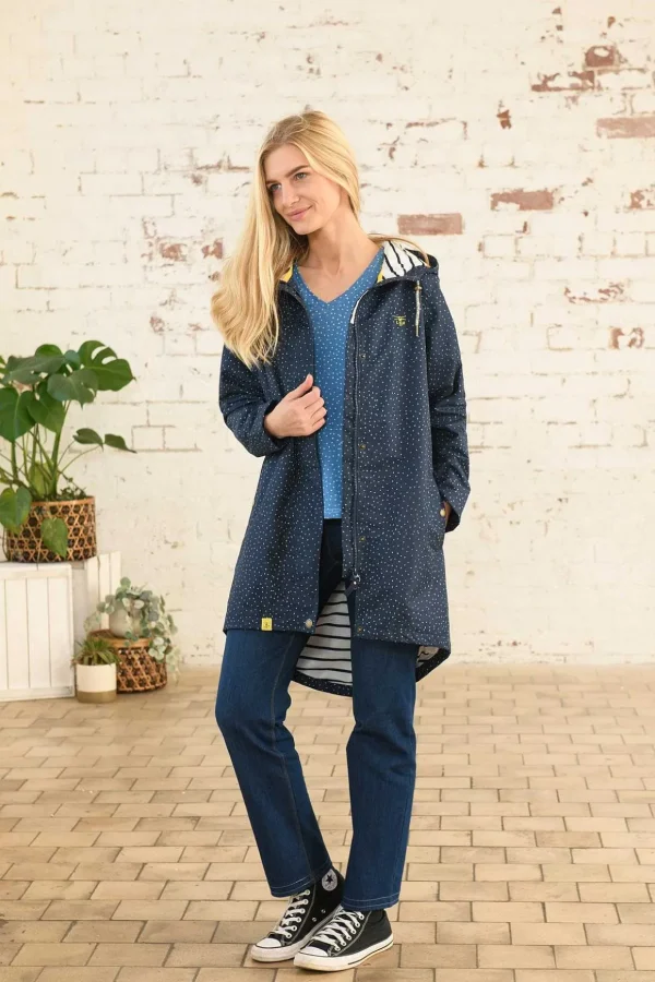Long Beachcomber Jacket In Navy Dot