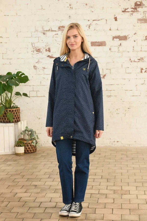 Long Beachcomber Jacket In Navy Dot