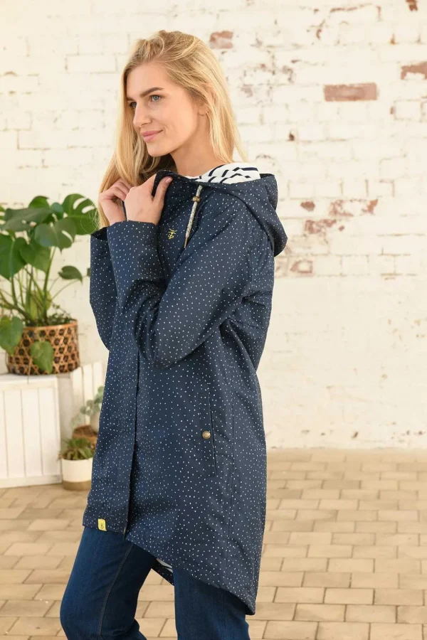 Long Beachcomber Jacket In Navy Dot