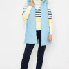 Long Hooded Gilet In Blue