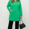 Long Hooded Half Zipper Sweatshirt In Green