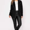 Long Line Suede Biker In Black
