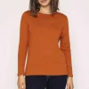 Long Sleeve Basic Tee In Rust