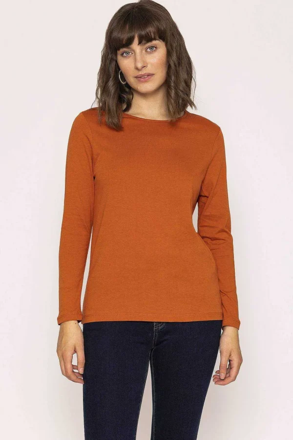 Long Sleeve Basic Tee In Rust