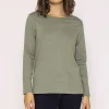 Long Sleeve Basic Tee In Khaki