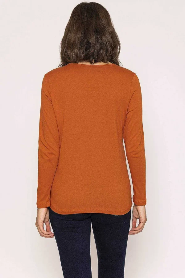 Long Sleeve Basic Tee In Rust
