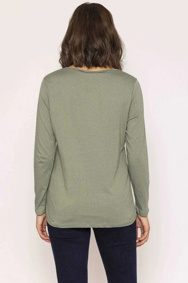 Long Sleeve Basic Tee In Khaki