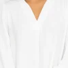 Long Sleeve Collarless Top In Ecru