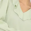 Long Sleeve Ruffle Blouse In Sage
