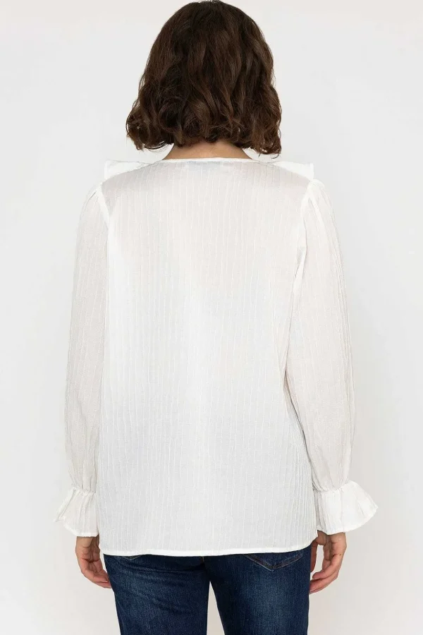 Long Sleeve Ruffle Blouse In Ivory