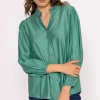 Long Sleeve Spring Blouse In Green