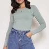 Long Sleeve Top In Mint