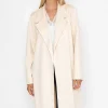 Long Suede Coat In Beige