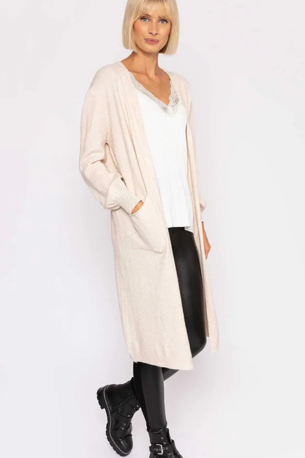 Longline Cardigan In Beige