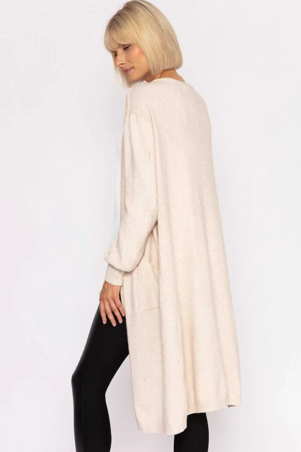 Longline Cardigan In Beige
