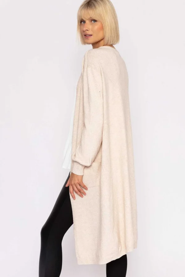 Longline Cardigan In Beige