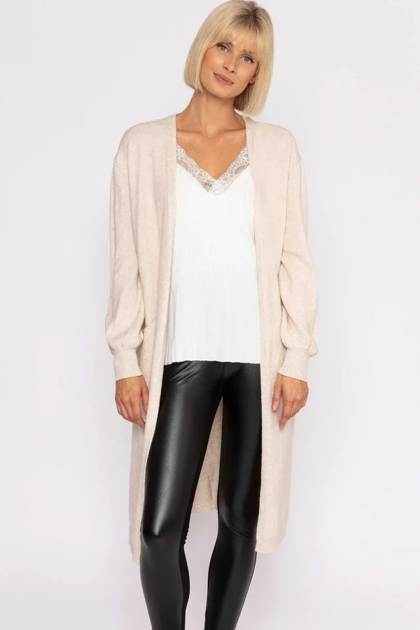 Longline Cardigan In Beige