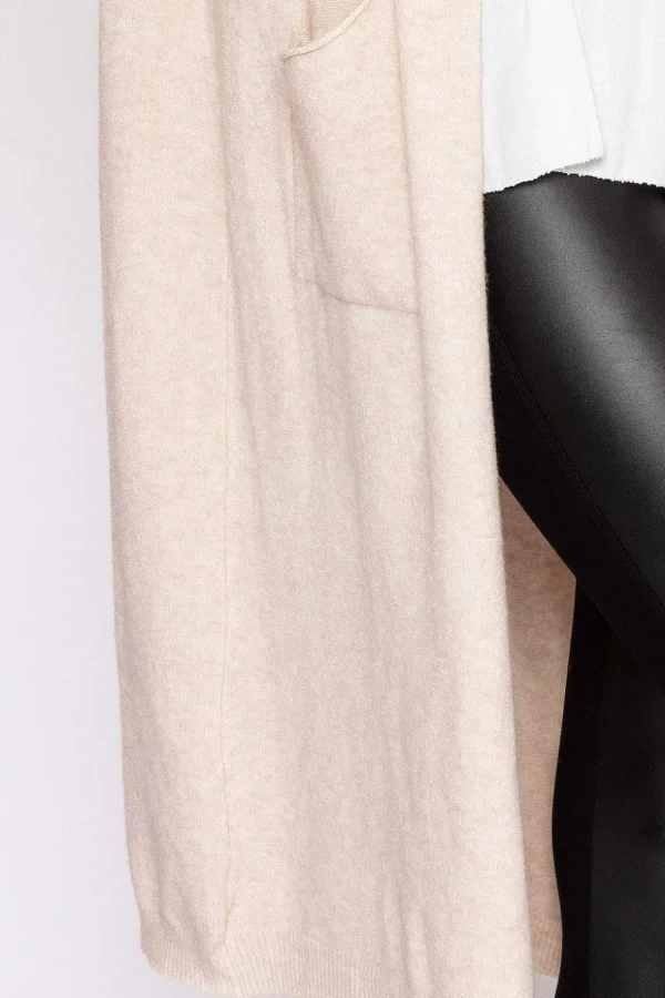 Longline Cardigan In Beige