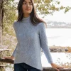 Longline High Neck Knit In Blue
