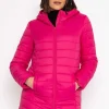 Longline Puffa Coat In Pink