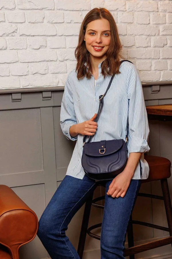 Longline Stripe Shirt In Blue