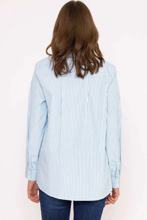 Longline Stripe Shirt In Blue