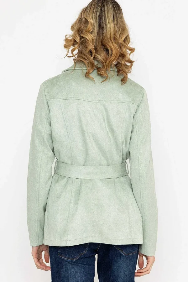 Longline Suede Biker In Sage