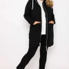 Longline Zip Jacquard Jacket In Black